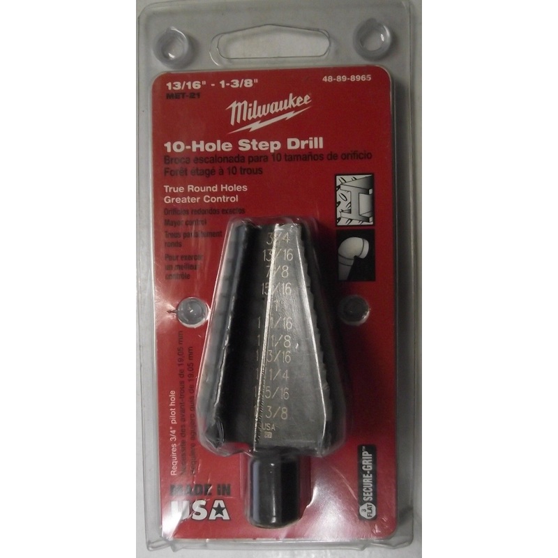 MILWAUKEE 48-89-8965 13/16" TO 1 3/8" 10 Hole Black Oxide Step Drill Bit USA