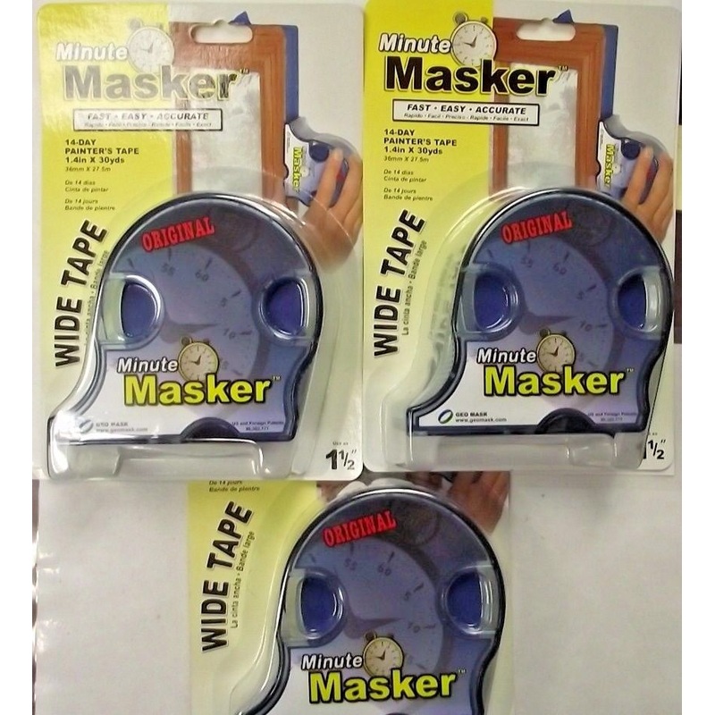 Minute Masker 65752 Blue Painters Tape & Dispenser 1-1/2" x 30yds 3pcs