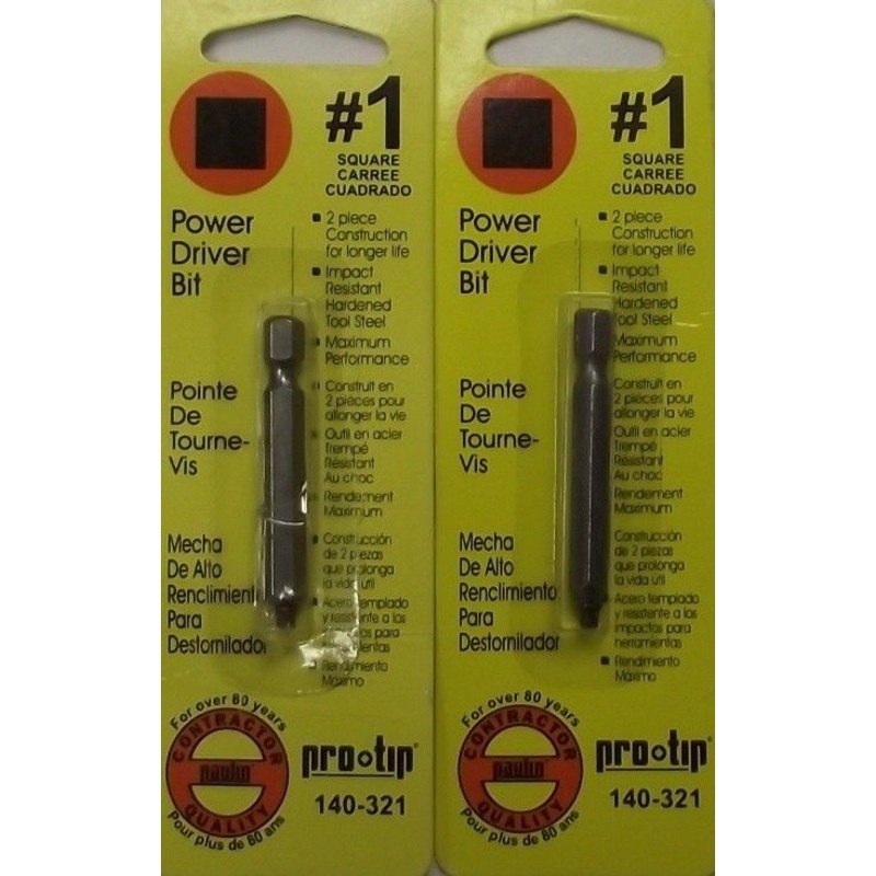Paulin Pro Tip 140-321 #1 x 2" Square Impact Resistant Screw Tip 2pc Canada