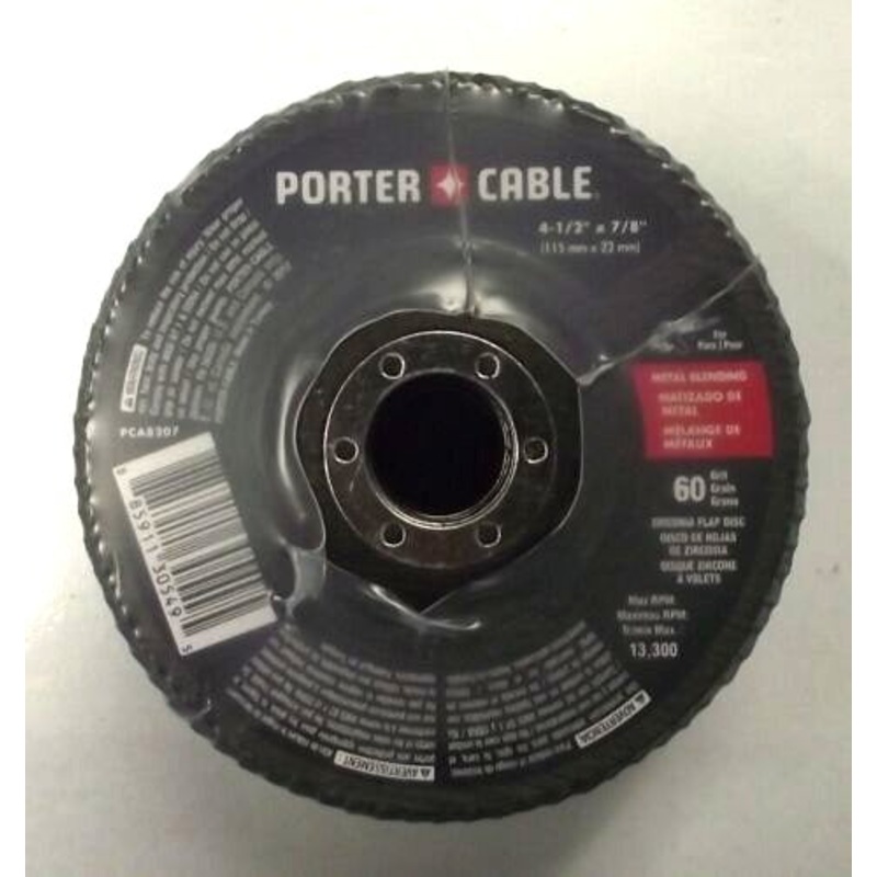 Porter Cable PCA8207 4-1/2" x 7/8" Z60 Grit Zirconia Flap Disc 10pcs.