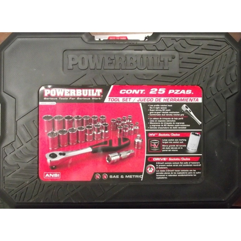 Powerbuilt 941108M 25pc Socket Set SAE & Metric
