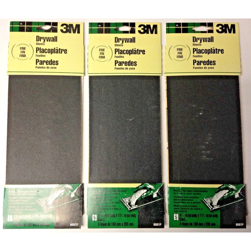 3M 9091P 4-3/16" x  11-1/4" Fine Drywall Sanding Sheets 3 Packs of 5 (15 Sheets)