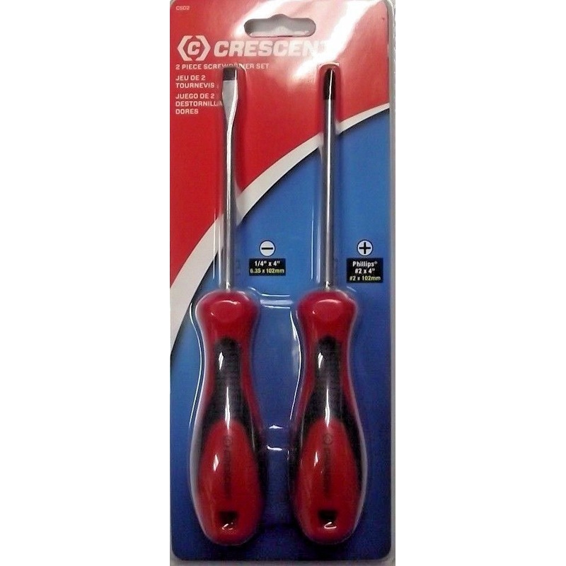 Crescent CSD2 Cushion Grip Screwdriver Set Phillips Straight  Red/Black 2-Piece