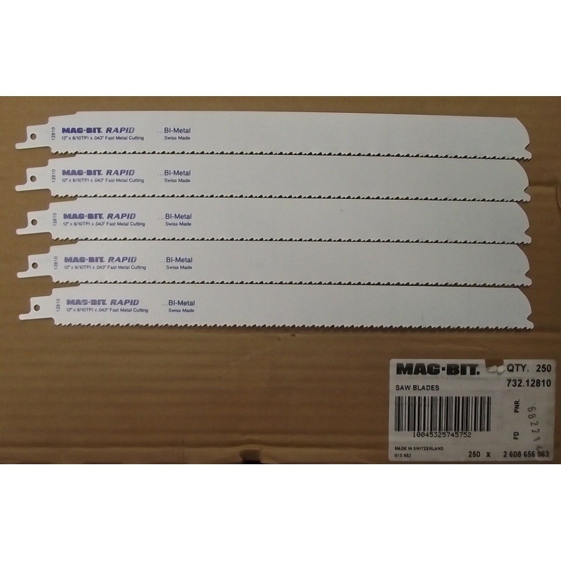 Mag-Bit by Bosch 732.12810 12" x 8/10TPI Bi-metal Recip Saw Blades 5pcs Swiss