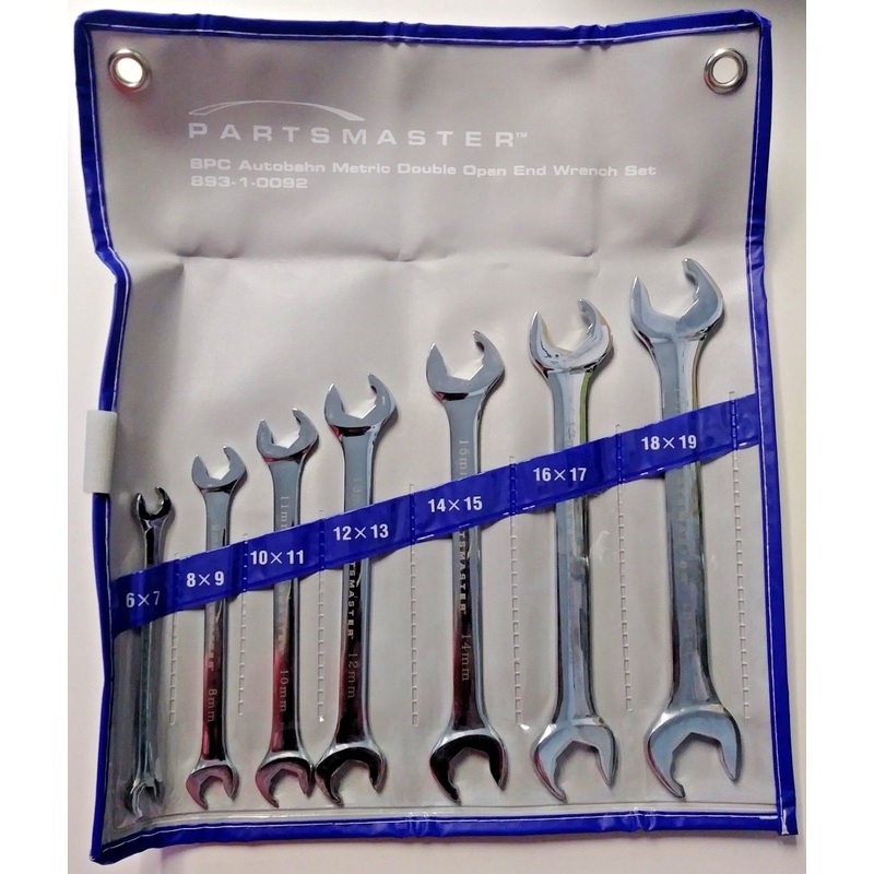 Partsmaster 893-1-0092 8 Piece Autobahn Metric Double Open-Ended Wrench Set