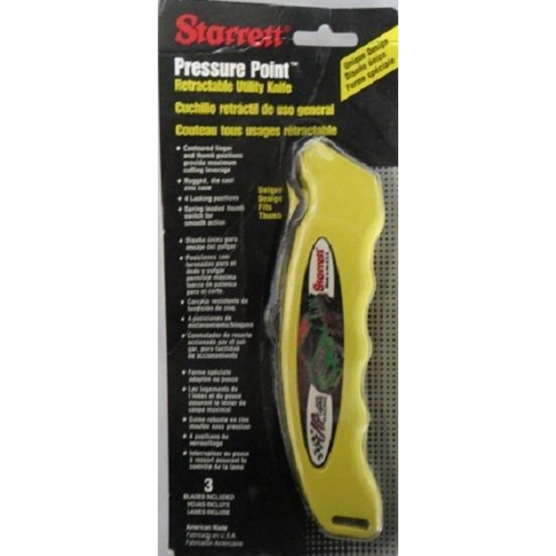 Starrett S010Y-JGR Pressure Point Retractable Utility Knife