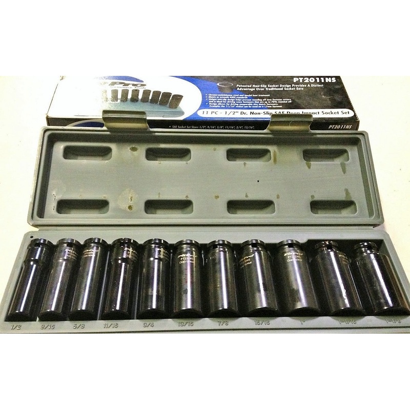 Sunex Pit Pro PT2011NS 11 pc 1/2" dr Non-Slip SAE Deep Impact Socket Set