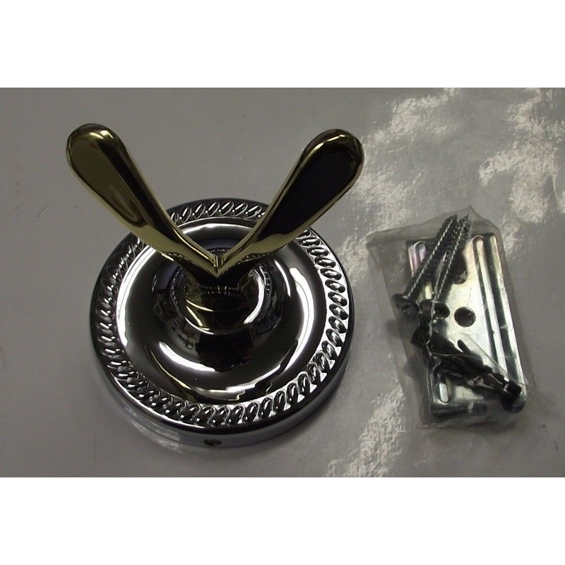 Taymor 04-CB5402 Nautilus Double Robe Hook (Polished Chrome & Brass)