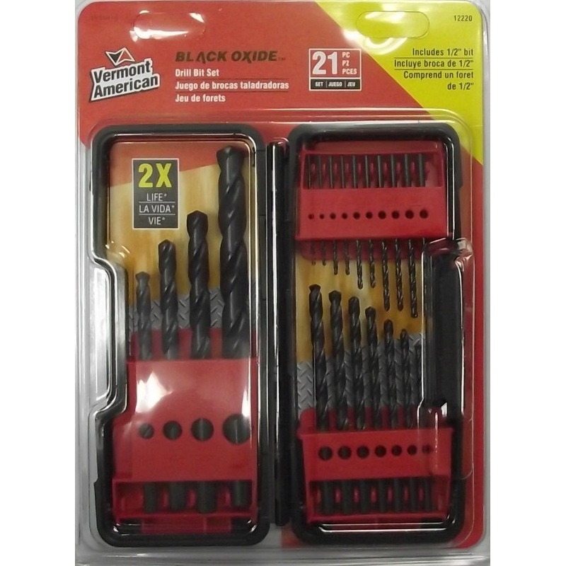 Vermont American 12220 21 Piece Black Oxide Drill Bit Set Drill Bit Case