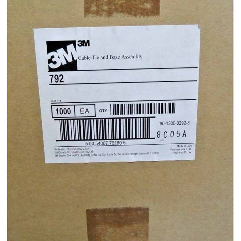 3m Cable 792 Tie And Mounting Base Assembly 1000 Pieces USA