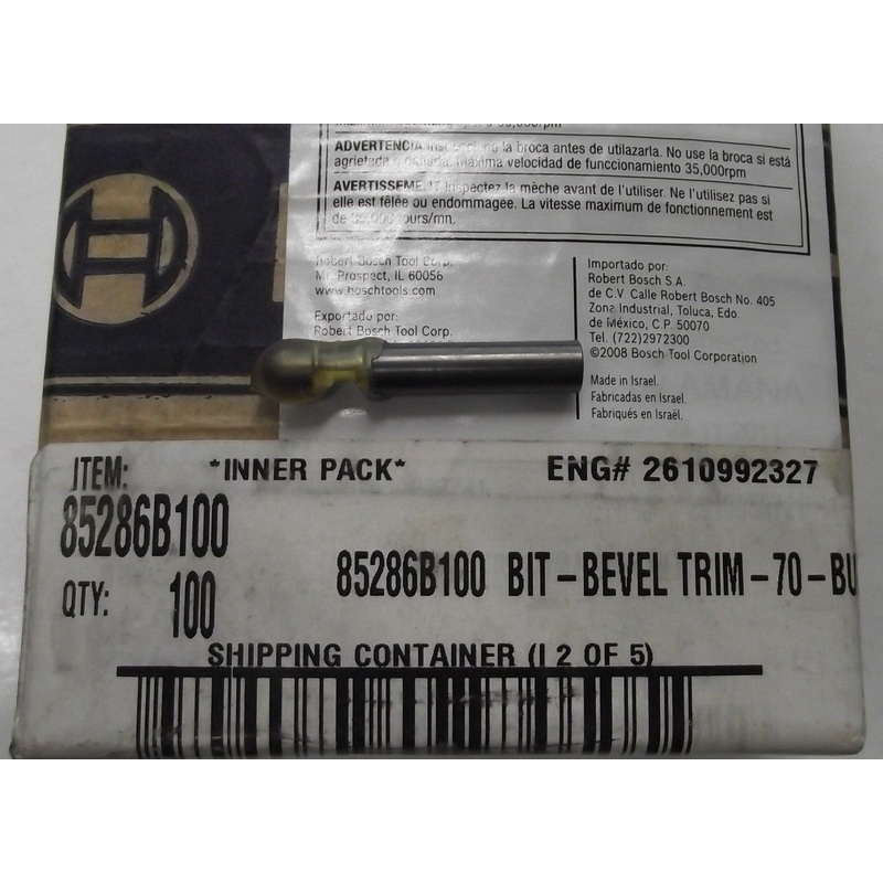 BOSCH 85286B 1-Flute Bevel Trim Bit 7 x 1/4" Solid Carbide BULK