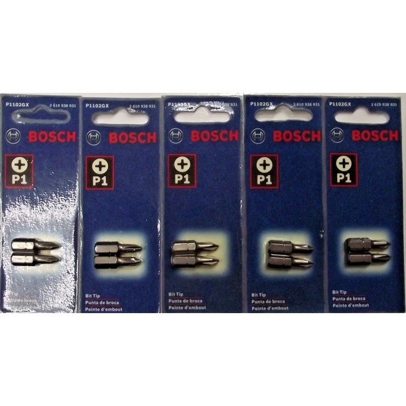 Bosch P1102GX #1 x 1" Phillips Power Screw Tips 5-2packs