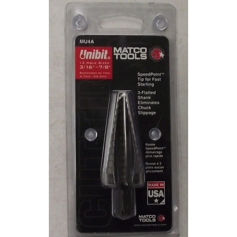 Matco MU4A 3/16" to 7/8" Unibit Step Drill USA