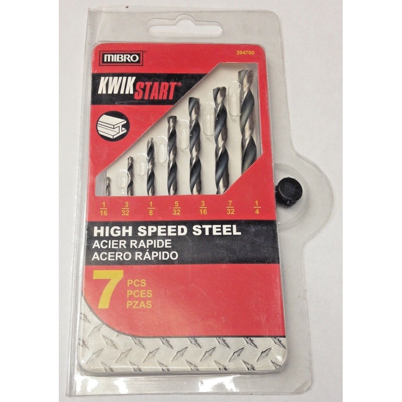 Mibro 394700 7 Piece Kwik Start High Speed Steel Drill Bit Set 1/16" - 1/4"