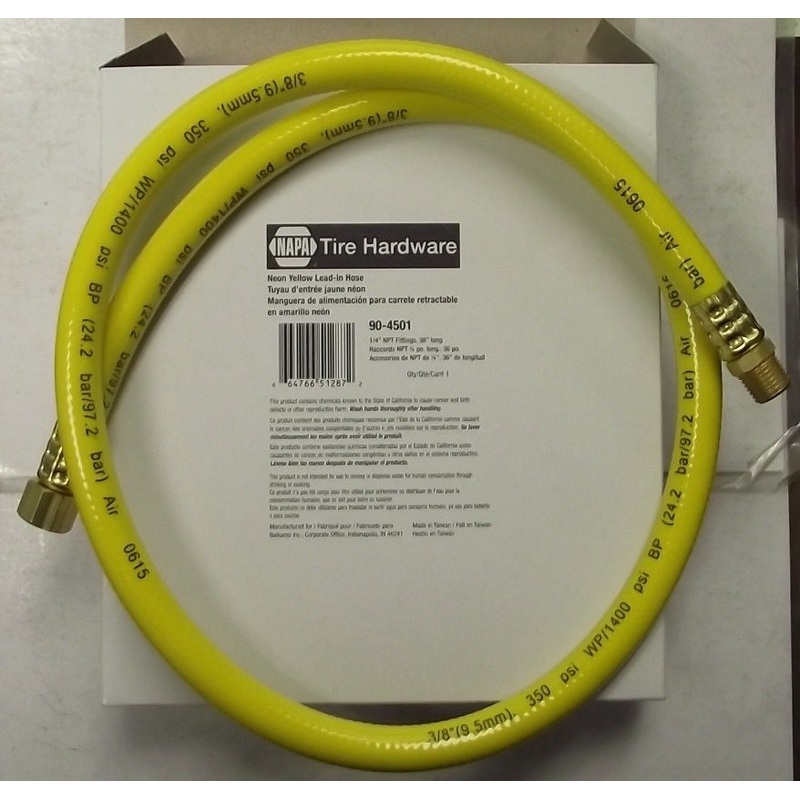 Napa 90-4501 36" Neon Yellow Lead In Hose 3/8" With 1/4" NPT End