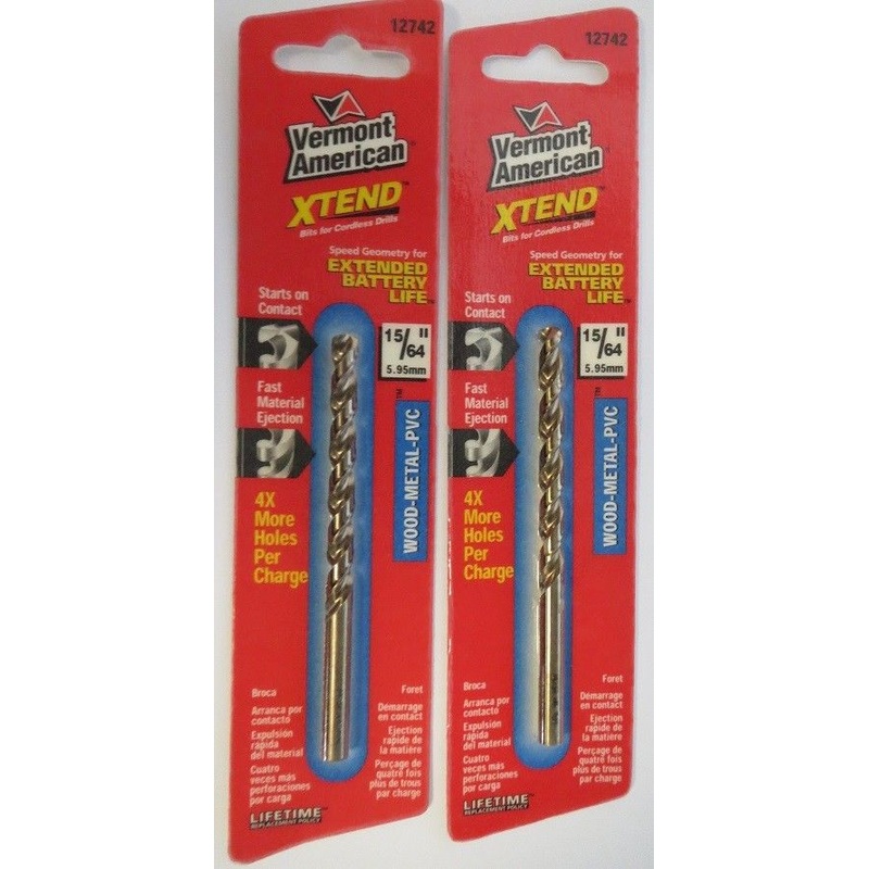 Vermont American 12742 15/64" Xtend Drill Bit 2 Pack