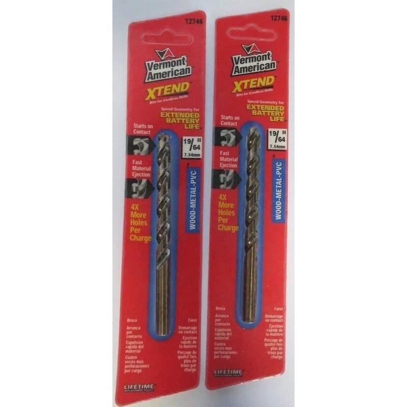 Vermont American 12746 19/64" Xtend Drill Bit 2 Packs
