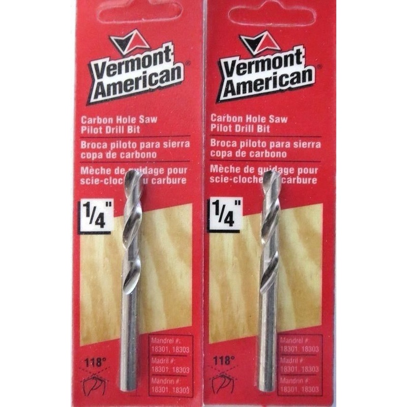 Vermont American 18304 Replacement Hole Saw Pilot Drill Bit Carded USA 2 Packs