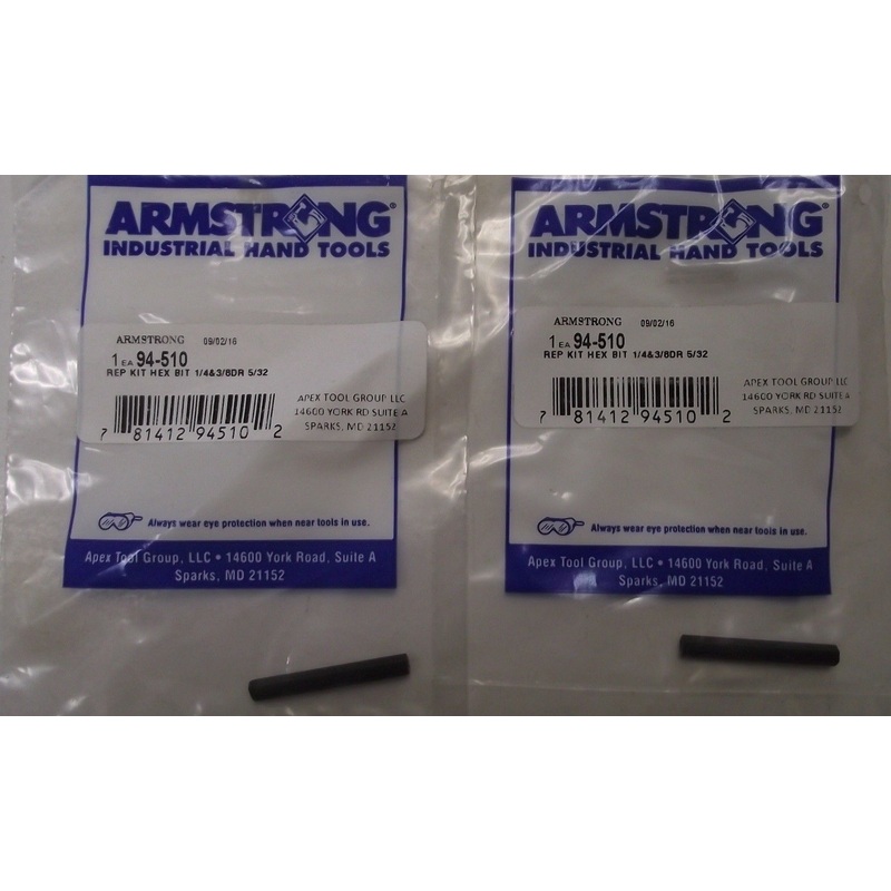 Armstrong 94-510 5/32" Replacement Hex Bit 2pcs. USA