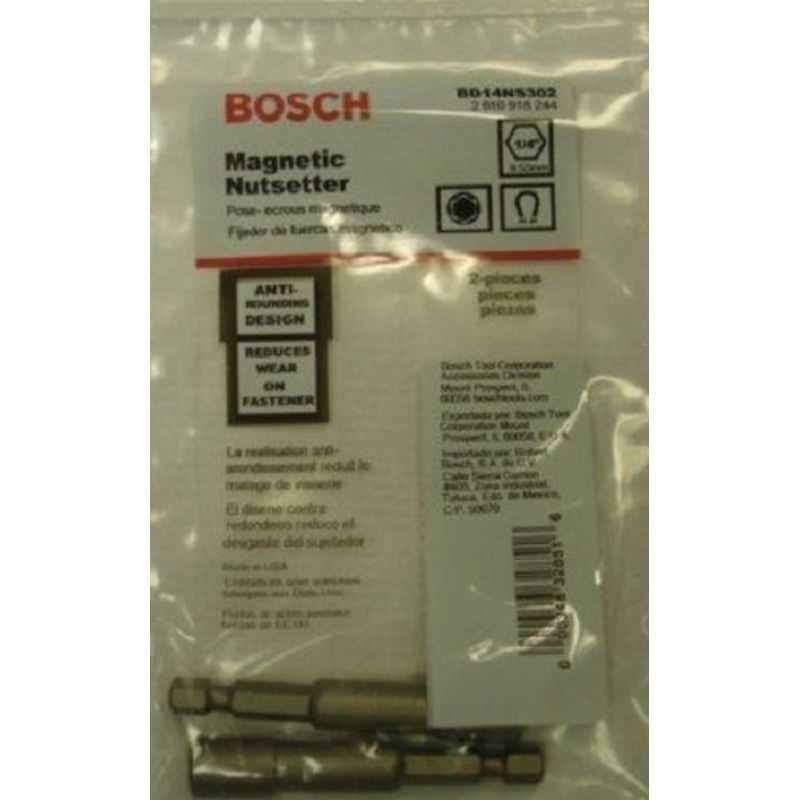 Bosch BD14NS302 1/4" x 2-9/16" Magnetic Nutsetter 2pcs. USA