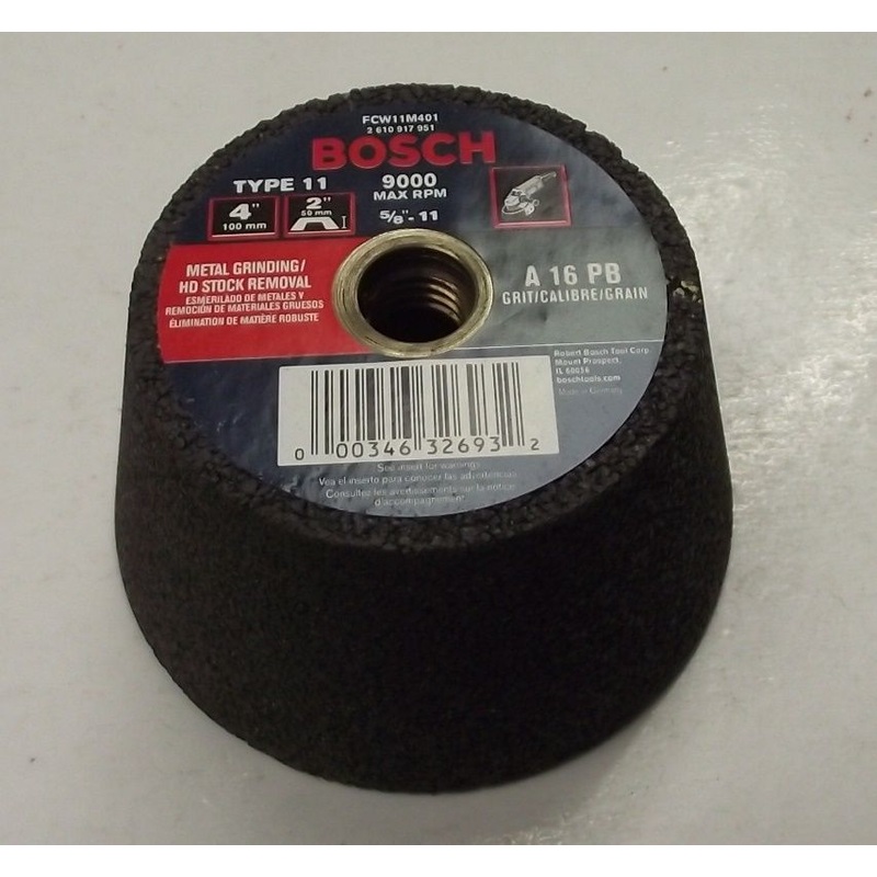Bosch FCW11M401 4" x 2" x 5/8"-11 Metal Grinding Stock Removal Wheel Germany