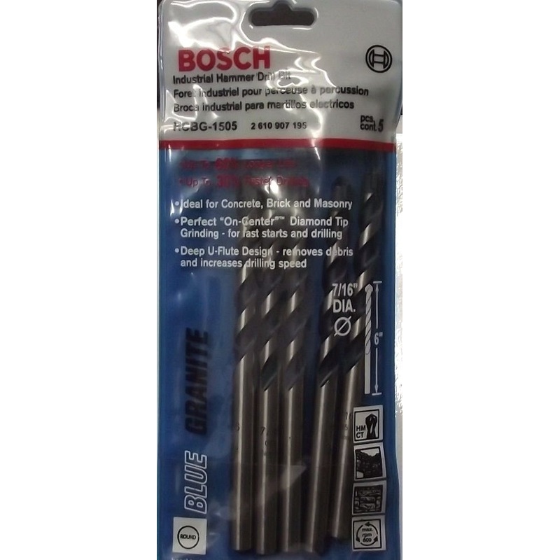 Bosch HCBG-1505 Blue Granite 5 Pack 7/16" X 6" Hammer Drill Bit Germany