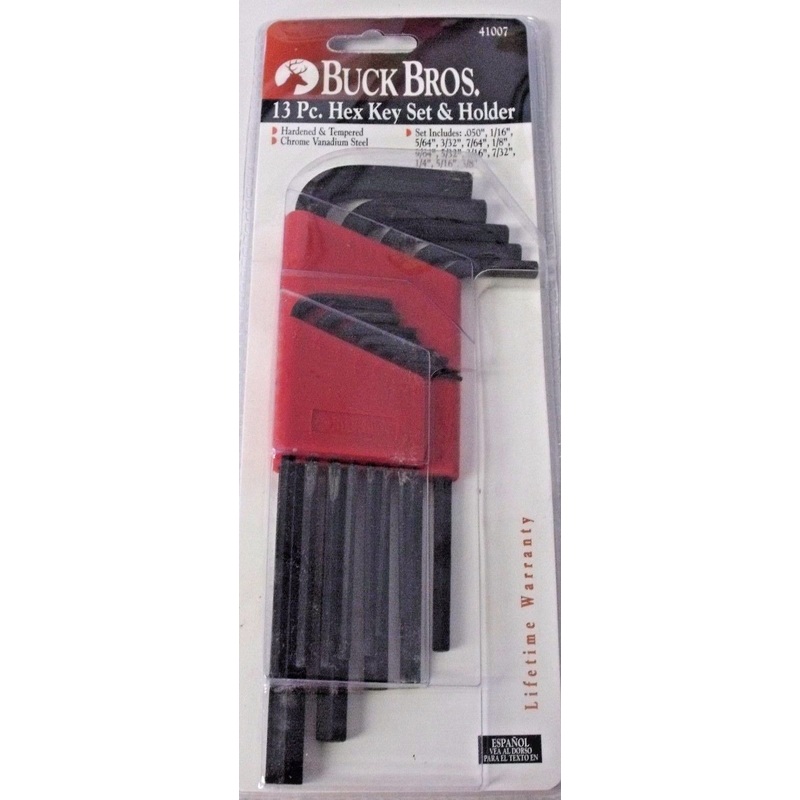 Buck Bros 41007 13 Piece Hex Key Set SAE .050 to 3/8"