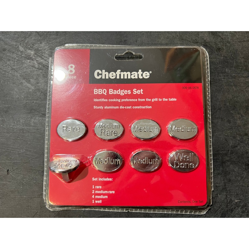 Chefmate 40163 BBQ Badges Cooked to Perfection Collection 8-Piece