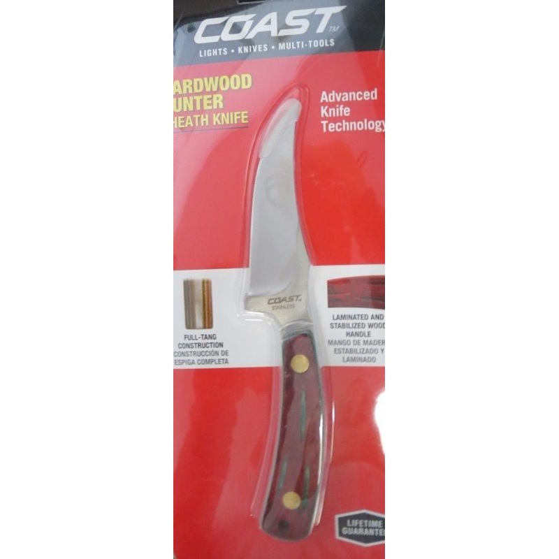 COAST C652CP Hardwood Hunter Sheath Knife w/ Leather Belt Sheath 7" Overall