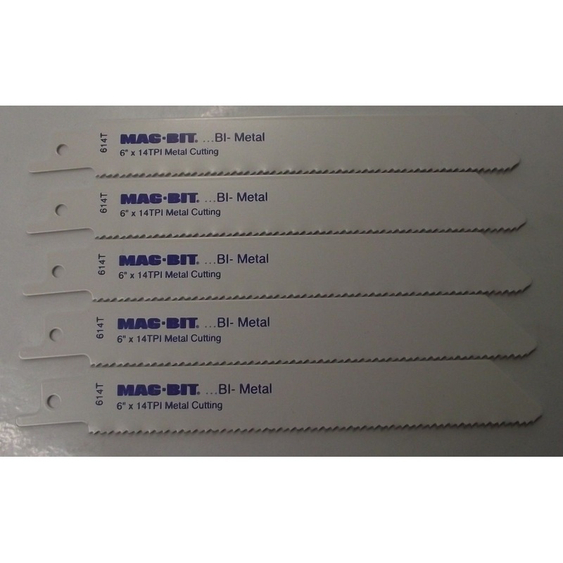 Mag-Bit by Bosch 2608656705 614T 6" x 14TPI Bi-Metal Recip Saw Blades 5pc Swiss