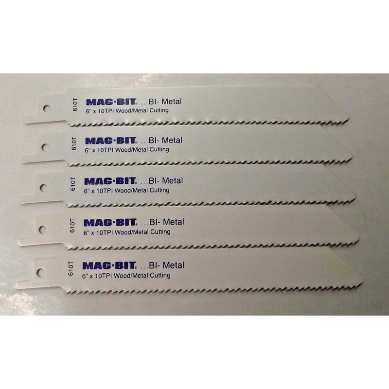MagBit by Bosch 2608656704 610T 6" x 10 TPI Bi-Metal Reciprocating Blades 5pcs