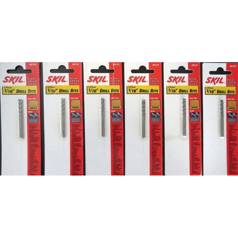 Skil 45131 1/16" HSS Drill Bits 6 Packs of 3