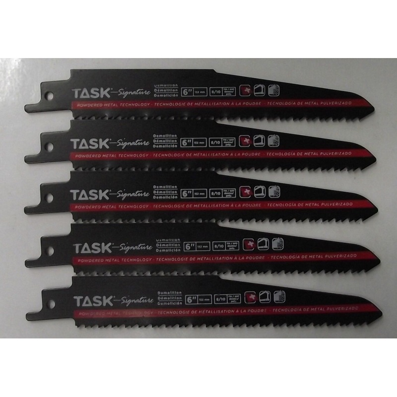 Task T24508 6" x 8-10 TPI Bi-Metal Demo Recip Saw Blade 5pcs Swiss