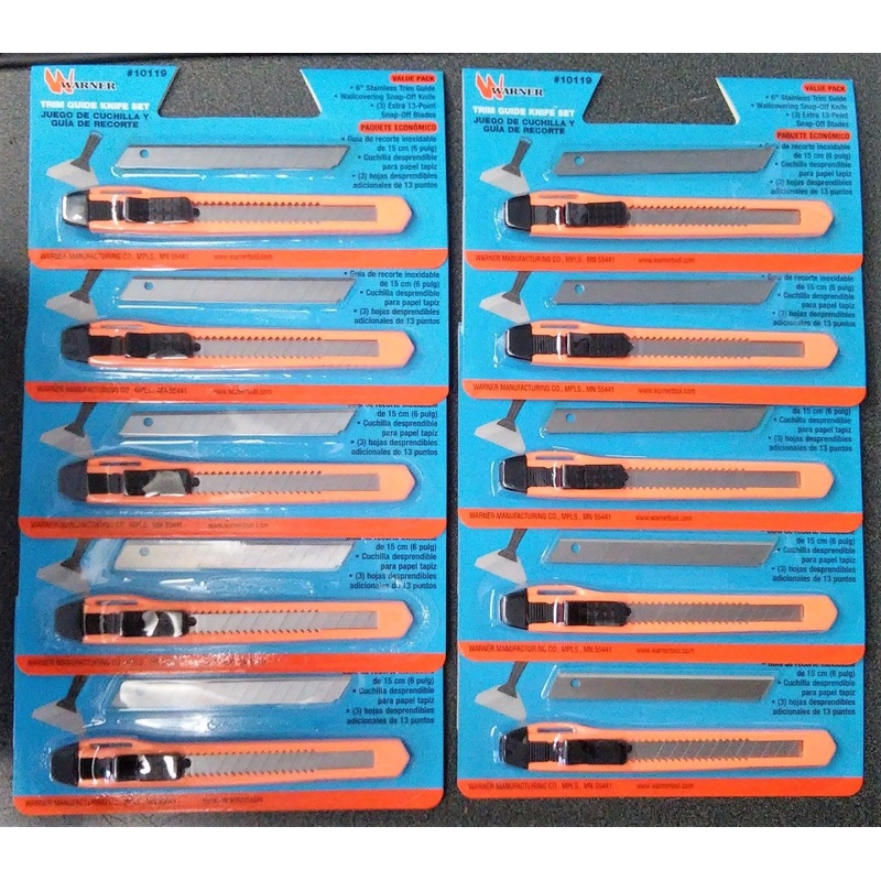 Warner 10119 Trim Guide Snap Off Knife Set 10 Packs