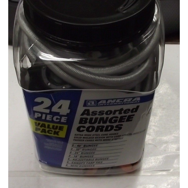 Ancra 95724 Assorted Bungee Cords Gray 24-Piece