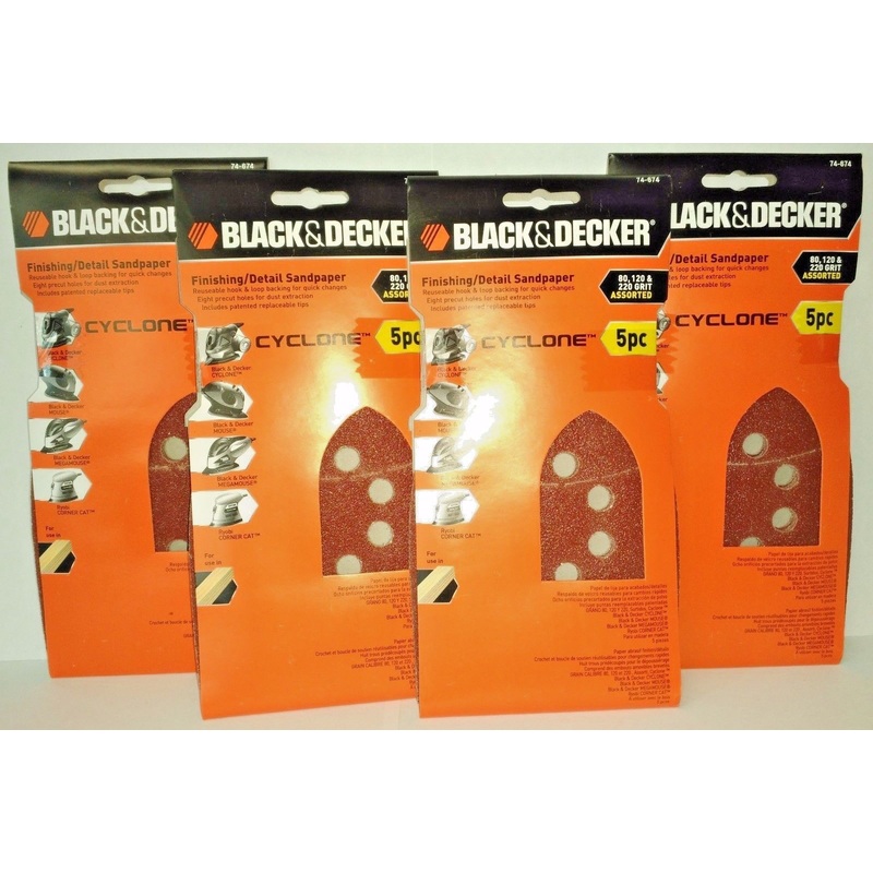 Black & Decker 74-674 Cyclone Assorted Finishing / Detail Sandpaper 4PKS