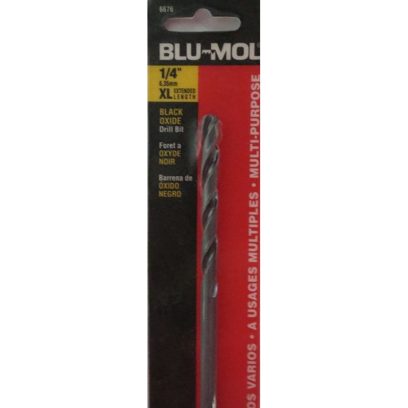 Blu-Mol 6676 1/4" x 12" XL Black Oxide Drill Bit