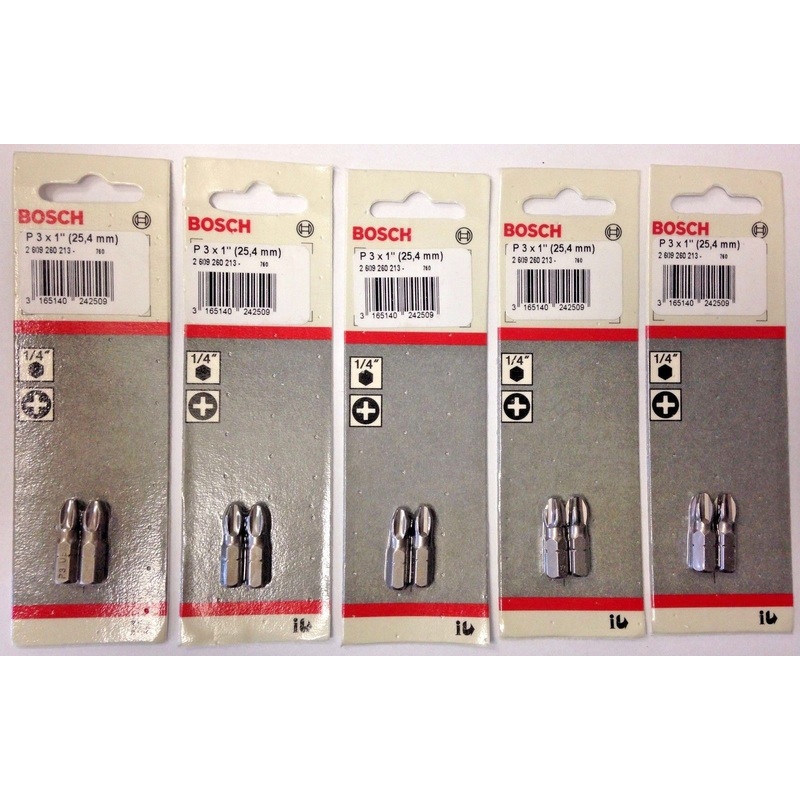 Bosch 2609260213 #3 x 1" Phillips Screw Tips USA (5) 2 Packs