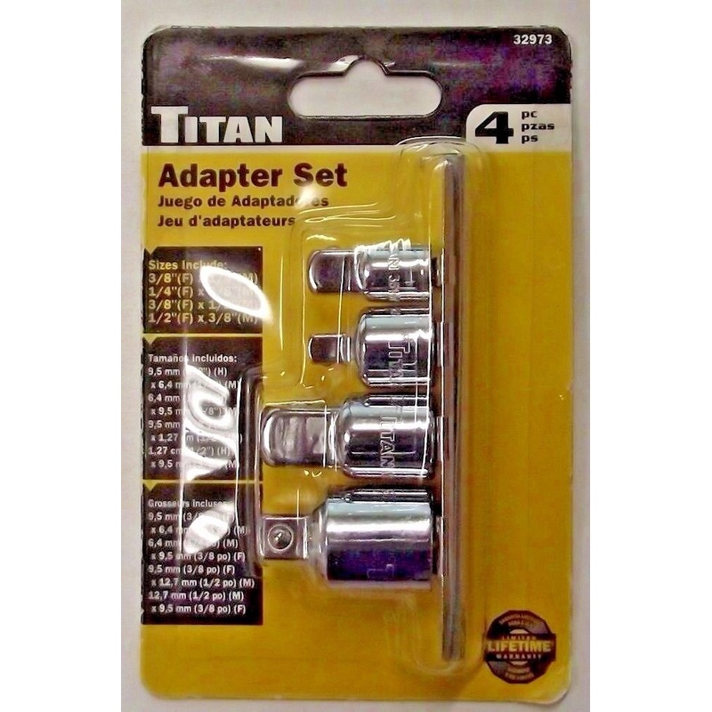 Titan 32973 4-Piece Socket Adapter Set 16104