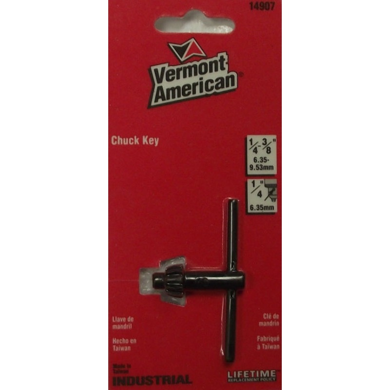 Vermont American 14907 Chuck Key 1/4-3/8 1/4" Center Hole