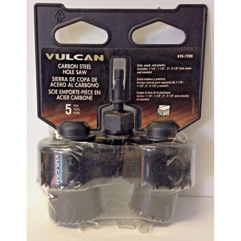 Vulcan 988091OR 5 Piece Hole Saw Set 1-1/4",  1-1/2", 2", 2-1/8" & Mandrel