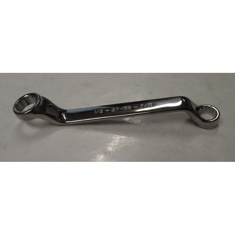 Armstrong 27-158 1/2" x 7/16"  12 Pt Full Polish 45 Offset Long Box Wrench USA