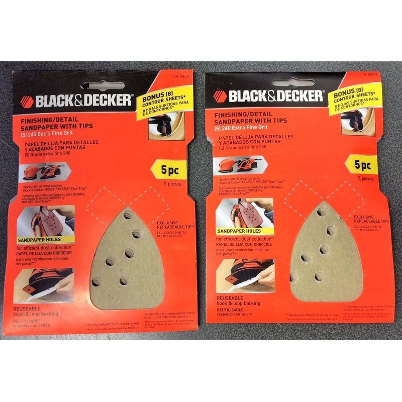 Black & Decker 74-585H 5 Piece Finishing/Detail Sandpaper With Tips (2 Packs)