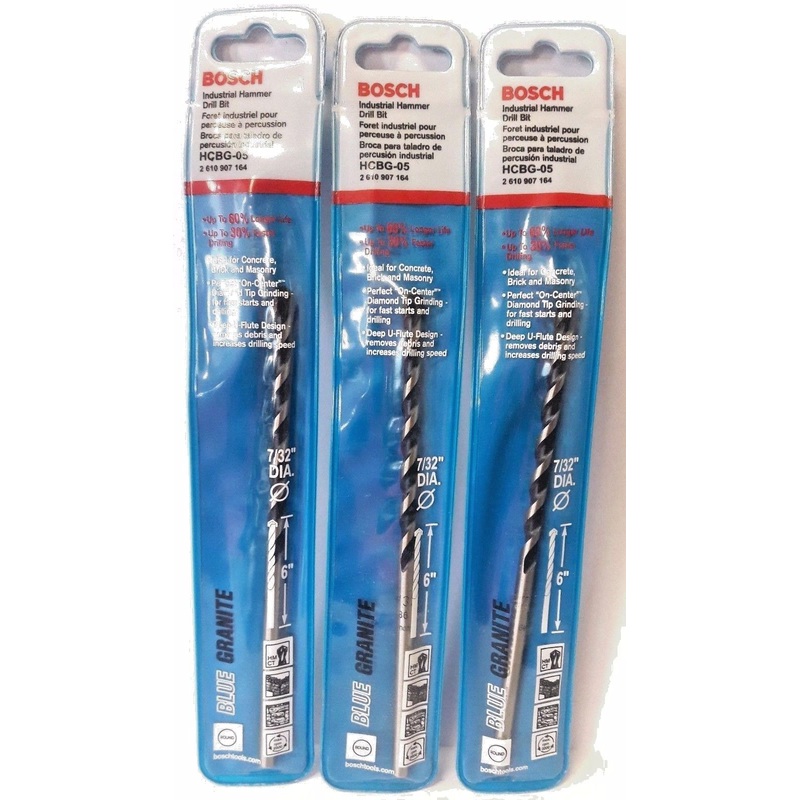 Bosch HCBG05 7/32" x 4" x 6" Carbide Hammer Drill Bit 3PKS