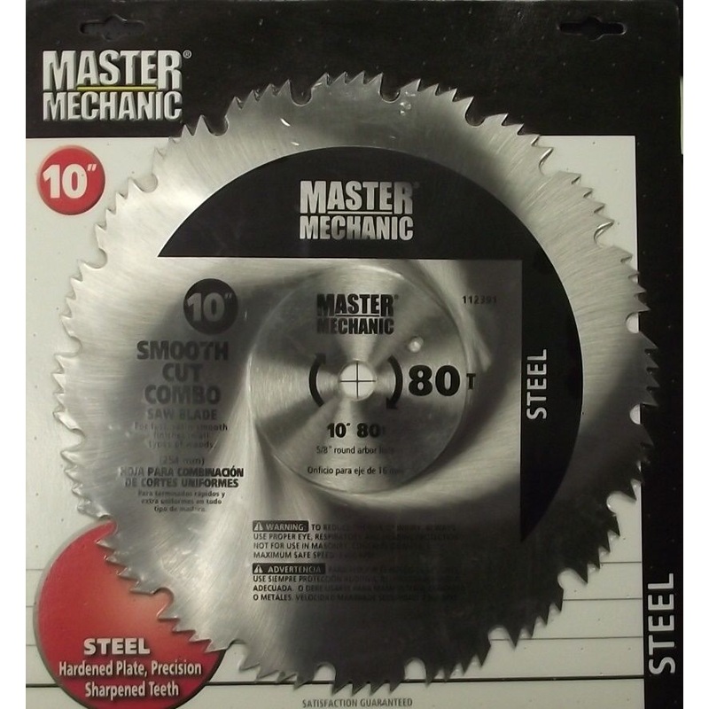 Master Mechanic 112391 10" x 80-Tooth Smooth Cut Combo Saw Blade