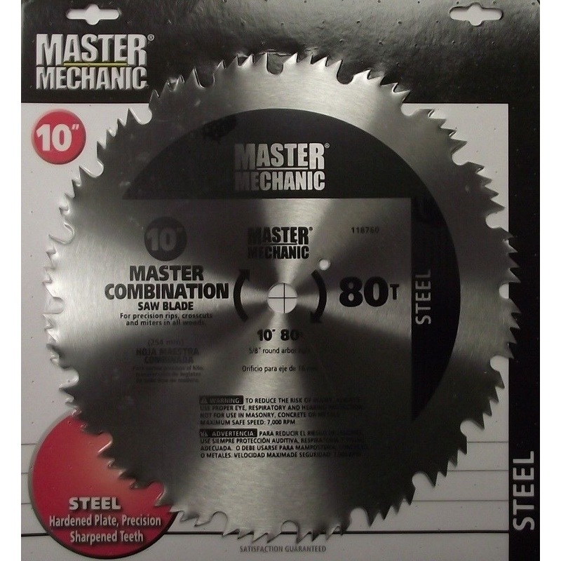 Master Mechanic 118760 10" x 80 Tooth Saw Blade 5/8 Arbor