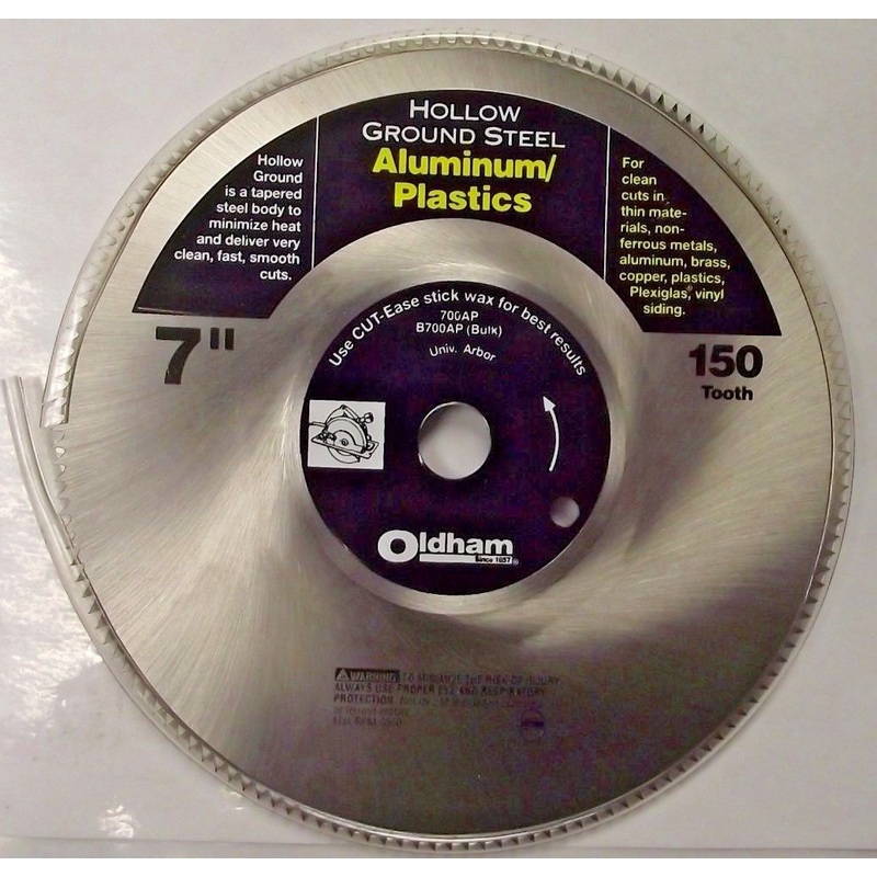 Oldham 700AP 7" x 150 Tooth Steel Saw Blade For Aluminum Plastics