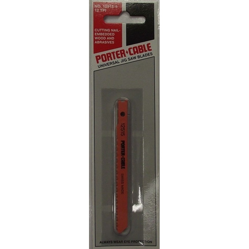 PORTER-CABLE 12515-5 3-5/8" 12 TPI Universal Shank Jig Saw Blade 5pcs Swiss