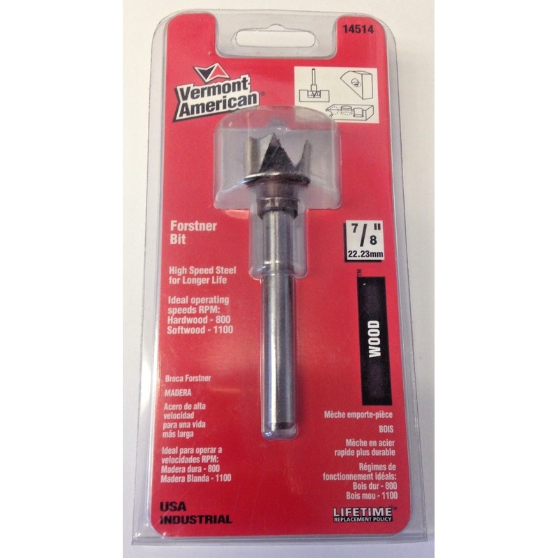 Vermont American 14514 7/8" High Speed Steel Wood Forstner Bit USA