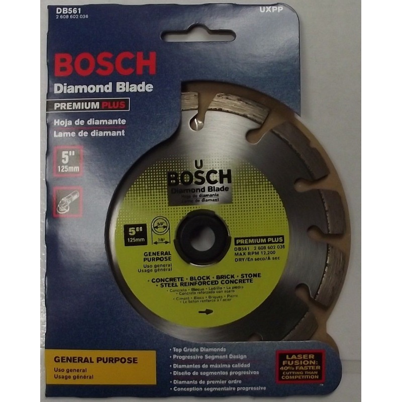 Bosch DB561 Premium Plus 5" Dry Cutting Laser Fusion Segmented Diamond Saw Blade